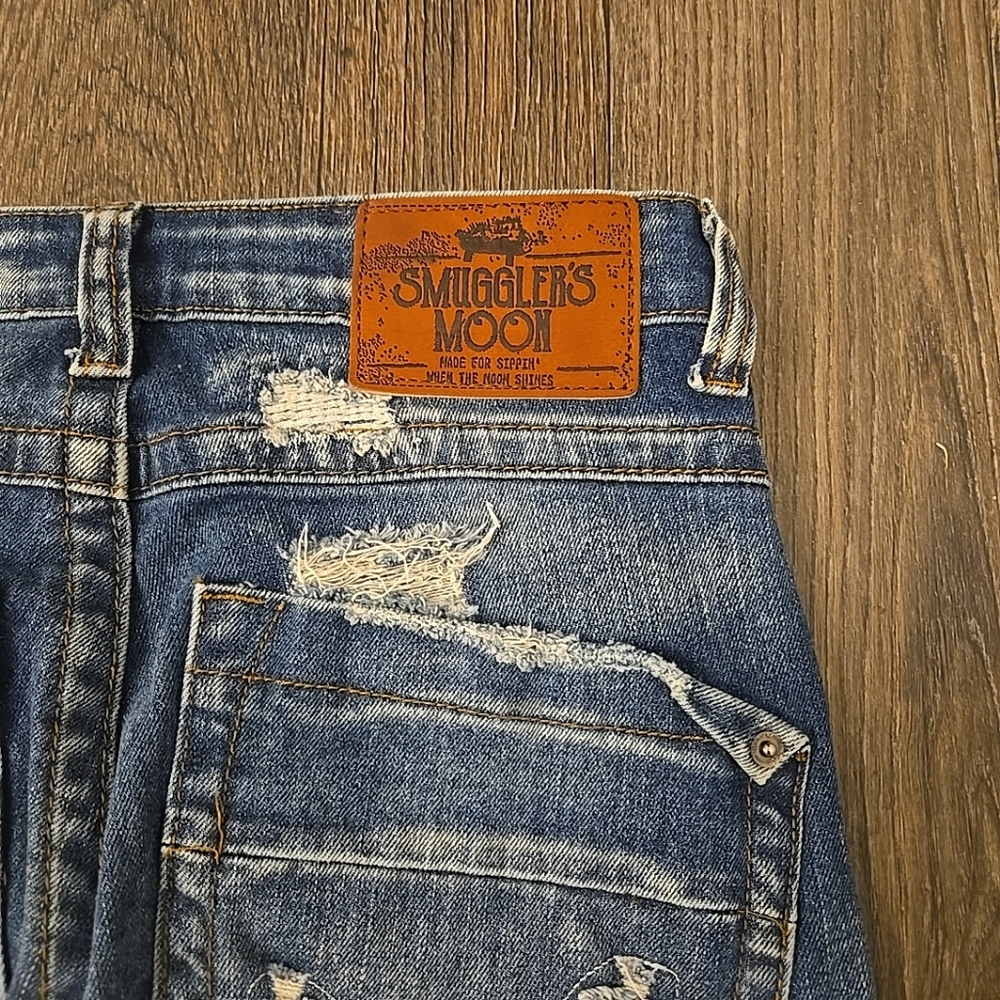 Smugglers Moon Distressed Blue Jeans Mens 28x31 Rare Sippin When Moon Shine - Picture 7 of 7